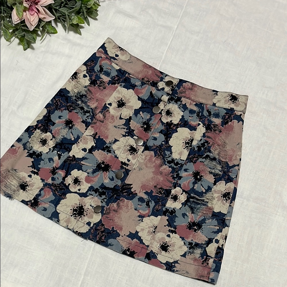 POL Pink and Blue A-Line Mini Skirt Night Out